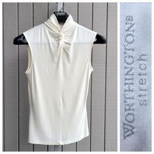 Twist Mockneck Sleeveless Blouse EUC | Women's S Worthington Stretch Y2K…
